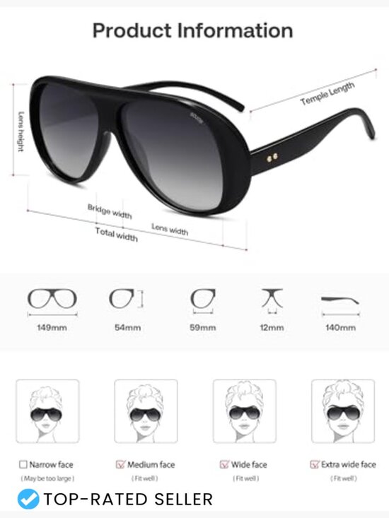 Retro Oversized 90s Aviator Square Sunglasses Polarized Vintage Chic main image 6